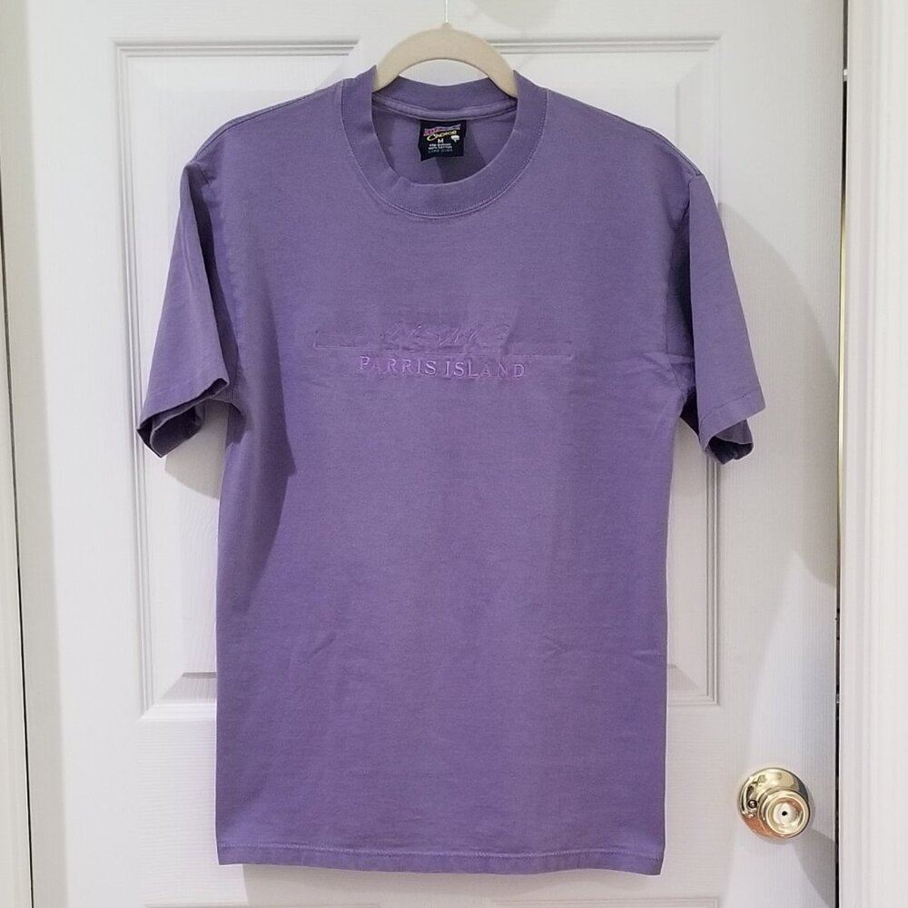 Embroidered USMC "Parris Island" T-shirt in lavender